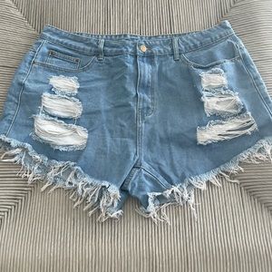 High Rise Ripped Shorts